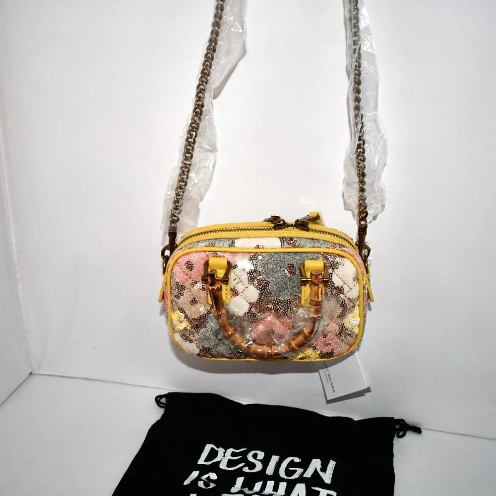 Kurt Geiger Floral Quilted Crossbody Bag in Yellow, Pink, White, Blue, Brown - Picture 4 of 10